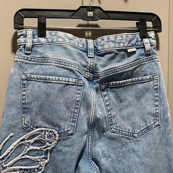 PacSun Butterfly Embroidered High Rise Straight Leg Jeans 27 Y2K - Picture 9 of 13